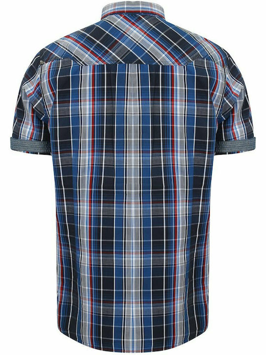 Dissident Men's Shirt Short Sleeve Checked Blue