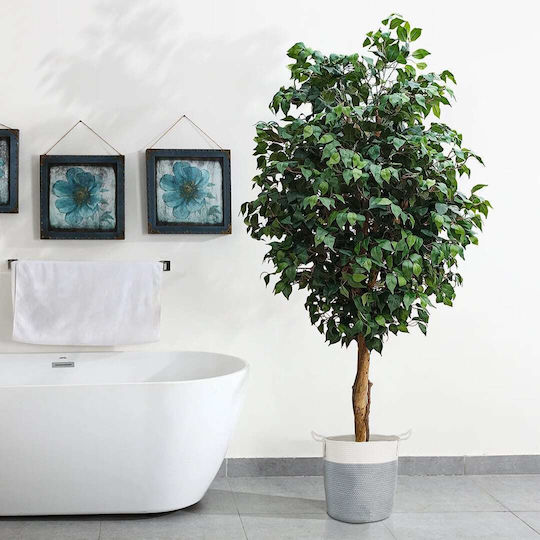 GloboStar Kastellorizo Κασπώ Υφασμάτινο Γκρι με Βάση 35x35x40εκ.