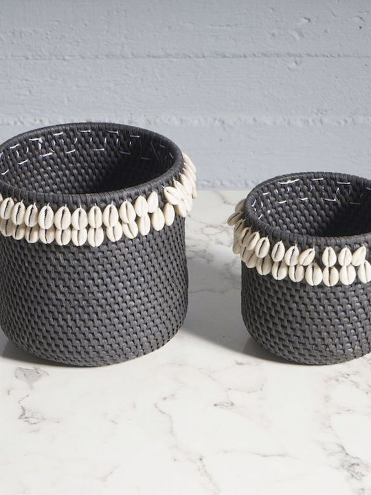 Supergreens Κασπώ Rattan Μαύρο 18.5x18.5x16.5εκ.