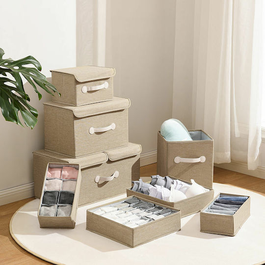 Smart Travel Stoff Aufbewahrungsbox mit Deckel Beige 26.5x20x16cm 1Stück