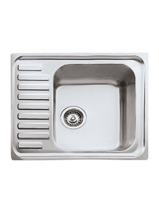 Teka Super Bowl 1C 1/2Ε Drop-In Кухненска Мивка Inox Гладко (Сатенено Покритие) Дължина 65xШирина 50см Сребрист