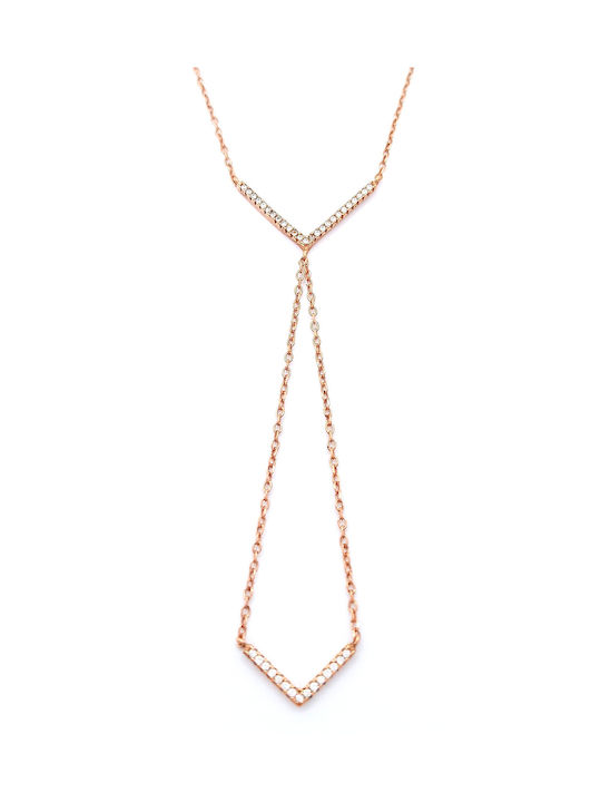 PS Silver Necklace from Gold Plated Silver with Zircon