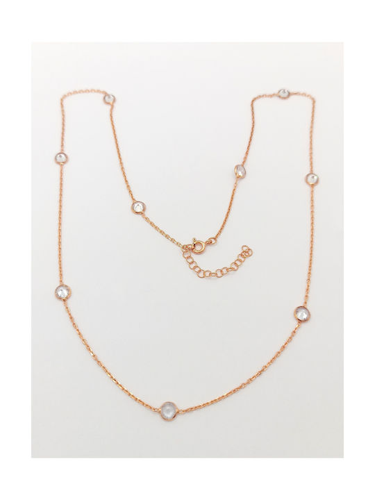 PS Silver Necklace from Gold Plated Silver with Zircon