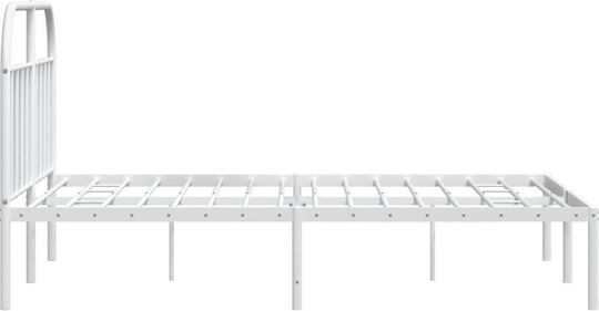 Pat King Size Metalic Alb Cu Plăci Pentru Saltea 183x213cm