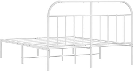 Pat King Size Metalic Alb Cu Plăci Pentru Saltea 183x213cm