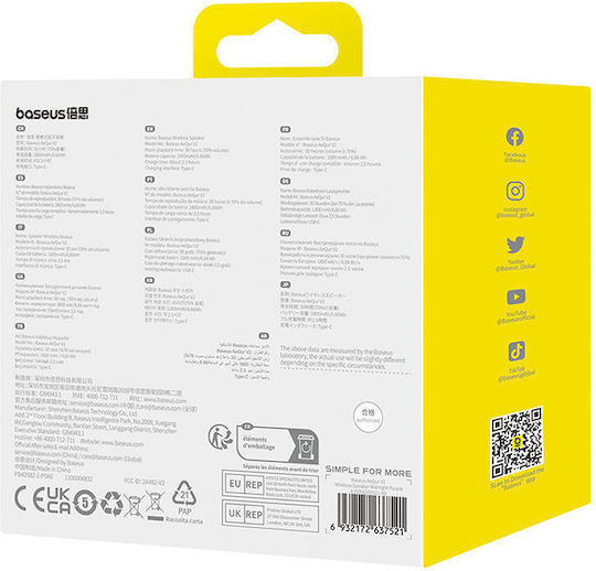 Baseus AeQur Series V2 Ηχείο Bluetooth 2.5W με Διάρκεια Μπαταρίας έως 30 ώρες Μωβ