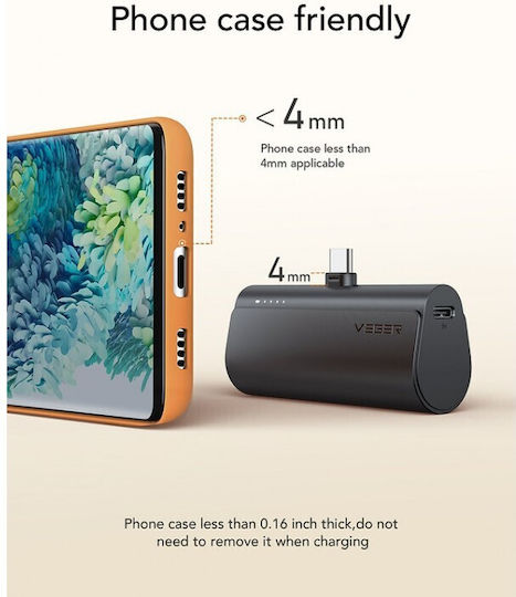 Veger V0556 Power Bank 5000mAh 20W με Θύρα USB-C Power Delivery Μαύρο