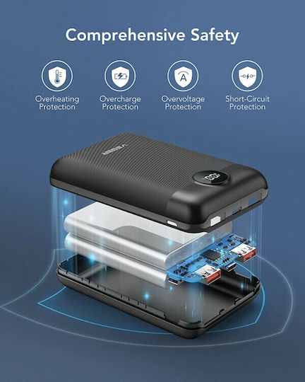 Veger S20 Power Bank 20000mAh 20W με 2 Θύρες USB-A και Θύρα USB-C Power Delivery / Quick Charge 3.0 Μαύρο