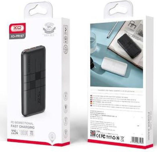 XO PR141 Power Bank 10000mAh 18W with 2 USB-A Ports and USB-C Port Black