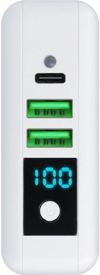 Forcell Multifunction 4in1 Wireless Power Bank 8000mAh 15W με 2 Θύρες USB-A και Θύρα USB-C Λευκό