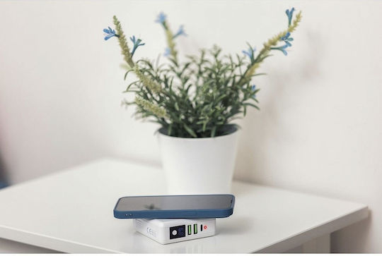 Forcell Multifunction 4in1 Wireless Power Bank 8000mAh 15W με 2 Θύρες USB-A και Θύρα USB-C Λευκό