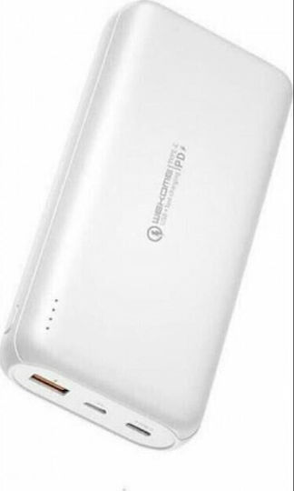 WK Gifon WP-187 Power Bank 10000mAh 18W with USB-A Port and USB-C Port Quick Charge 3.0 White