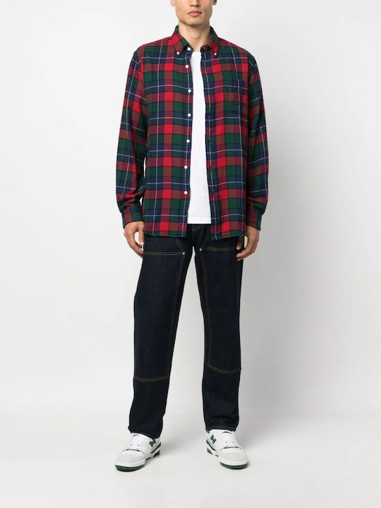 Long-sleeved Flannel Shirt Checked Red