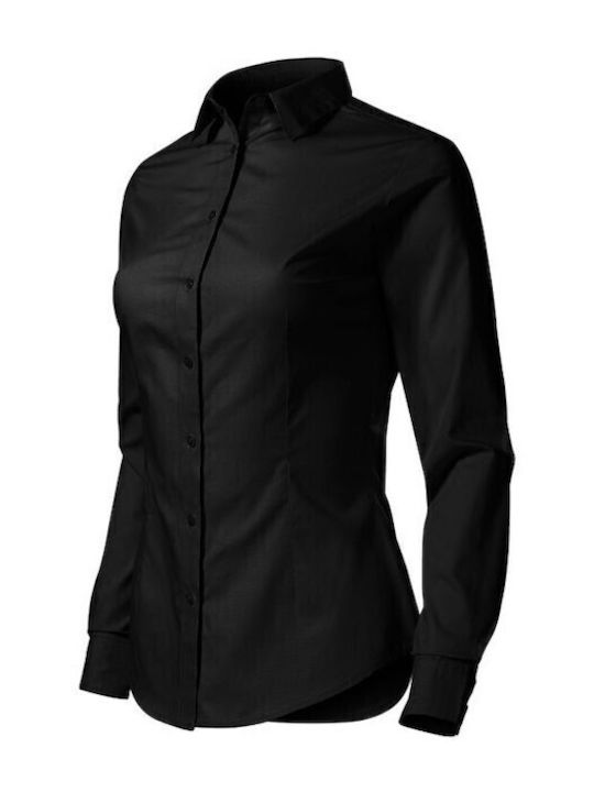 Langärmelig Damen Hemd Schwarz