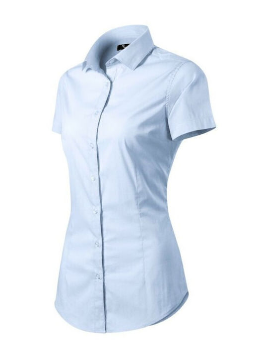 Kurzärmelig Damen Hemd Hellblau