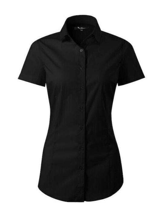 Kurzärmelig Damen Hemd Schwarz