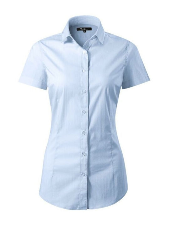 Kurzärmelig Damen Hemd Hellblau