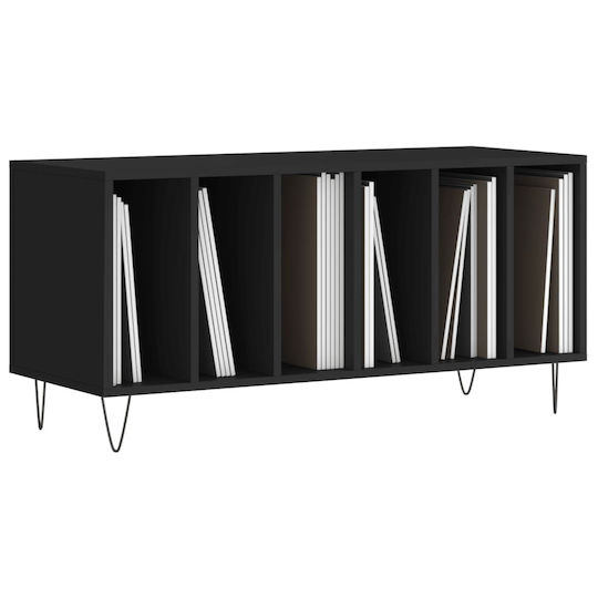 vidaXL Обработено дърво Мебел за Hi-Fi Черен 38x100x48см