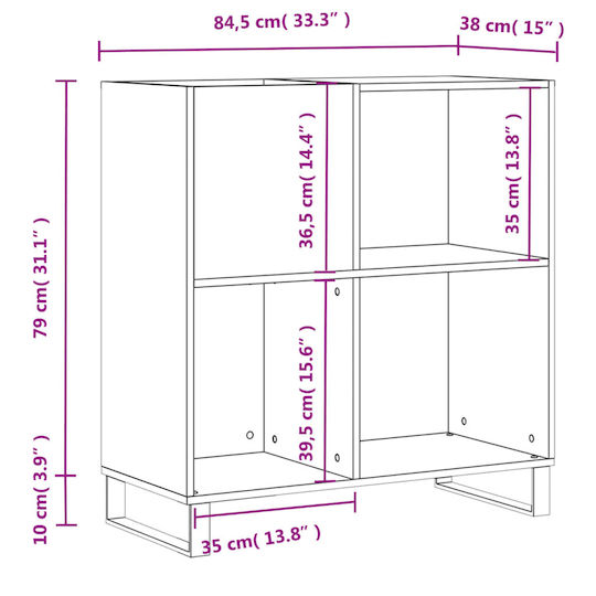 vidaXL Обработено дърво Мебел за Hi-Fi Бял 38x84.5x89см