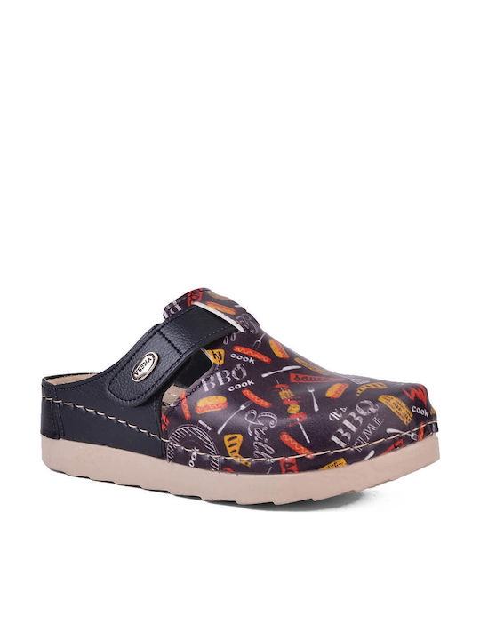 My Way Shoes Women's Leather Anatomic Black Clogs