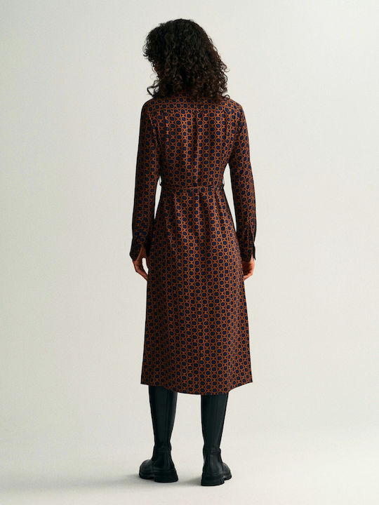 Midi Shirt Dress Long Sleeve Blue