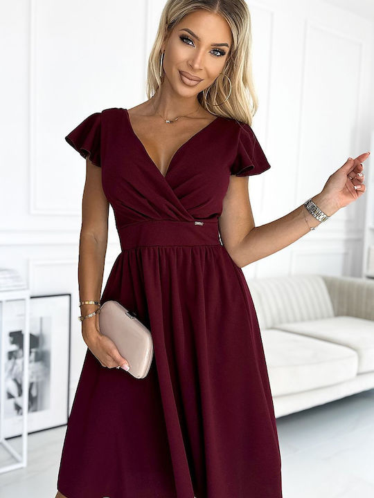 Numoco Sommer Mini Kleid für Hochzeit / Taufe Burgundisch