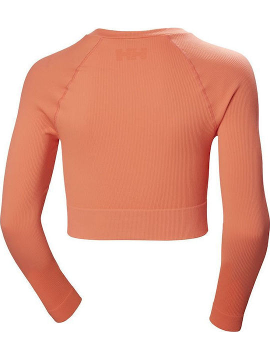Γυναικείο Αθλητικό Crop Top Μακρυμάνικο Πορτοκαλί