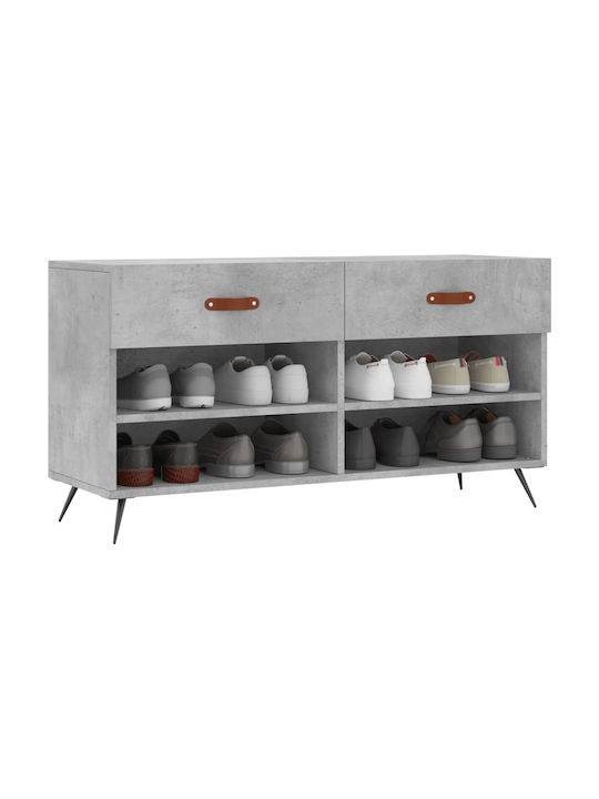 Wooden Shoe Organizer with 4 Shelves Concrete 102x35x55cm