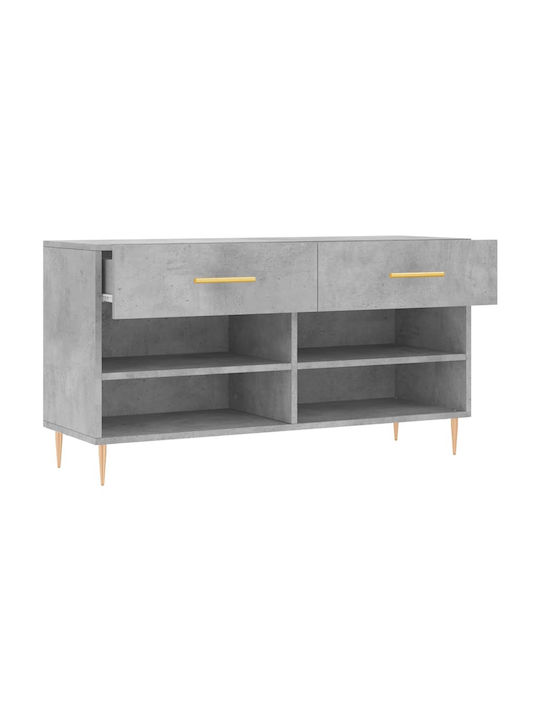 Wooden Shoe Organizer with 4 Shelves Concrete 102x35x55cm