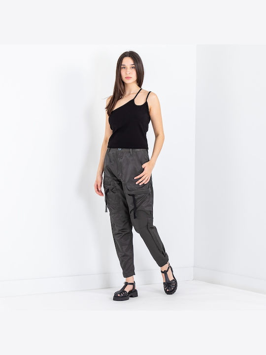 Damen Sommer Crop Top mit Einer Schulter Schwarz