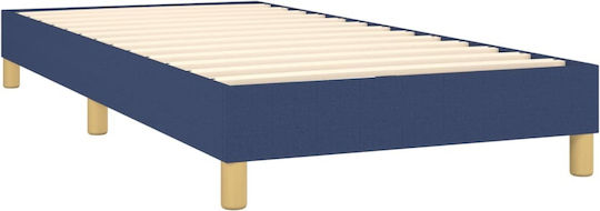 Bett Einzelbett Mit Stoff bezogen Blau mit Latten & Matratze 82x200cm