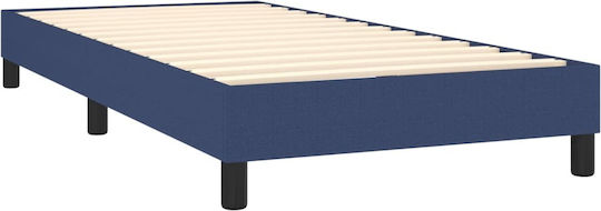 Bett Einzelbett Mit Stoff bezogen Blau mit Latten & Matratze 82x200cm