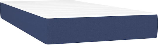 Pat Single Albastru cu Lamele & Saltea 82x200cm