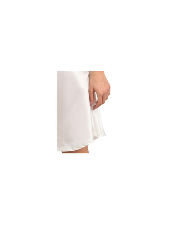 Lydia Creations Winter Satin Women's Nightdress White