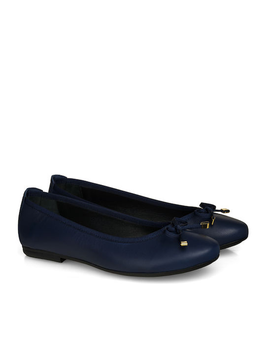 Sagiakos Leather Ballerinas Navy Blue