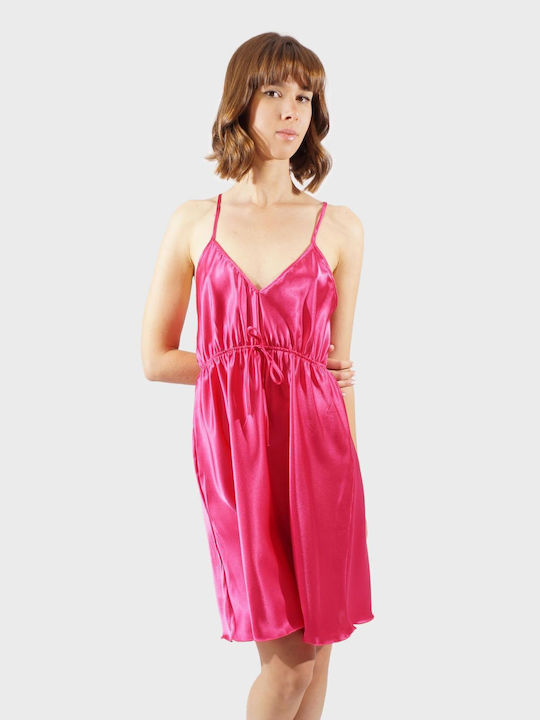 G Secret Sommer Satin Damen Nachthemd Fuchsie