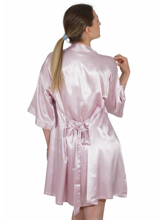 G Secret Winter Damen Satin Robe mit Pyjama Rosa