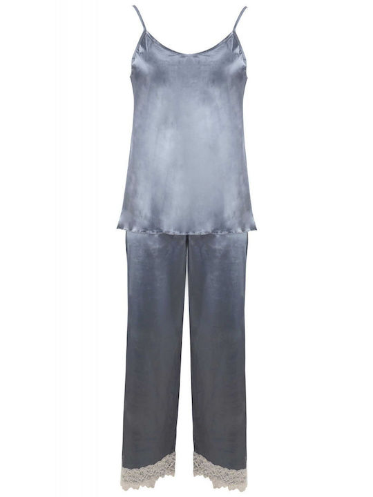 G Secret Winter Damen Pyjama-Set Satin Gray