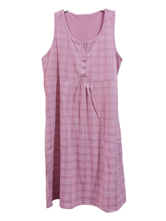 Lydia Creations Summer Cotton Women's Nightdress Pink