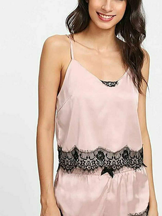 Merry See Καλοκαιρινό Σατέν Babydoll Ροζ