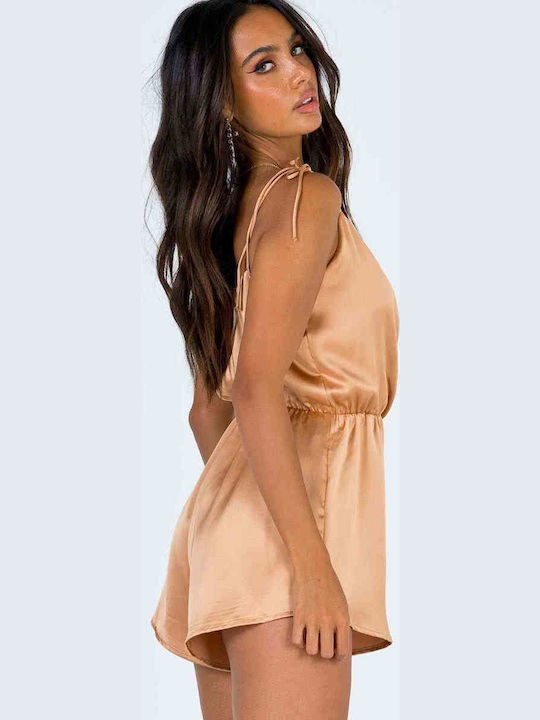 Merry See Sommer Satin,σατεν Damen Nachthemd Braun