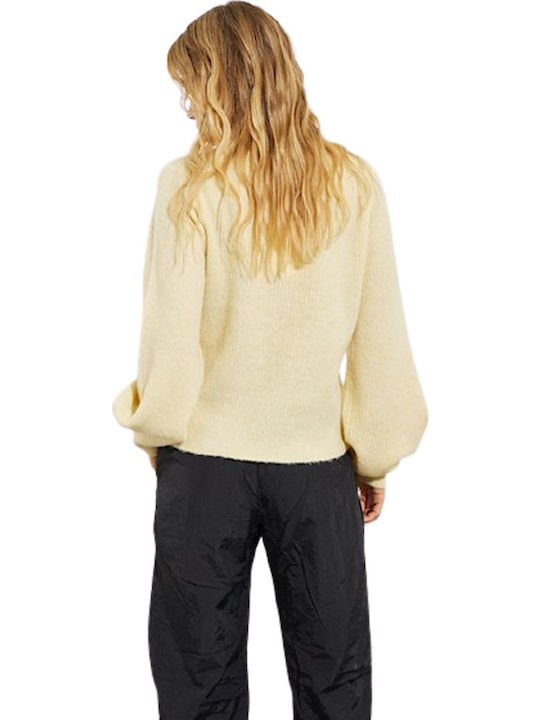 Damen Gestrickte Strickjacke mit Knöpfen Gelbe