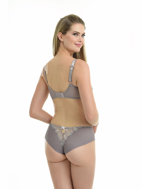 Miss Rosy Dantelat Set de Lenjerie Sutien cu Boxer Vison