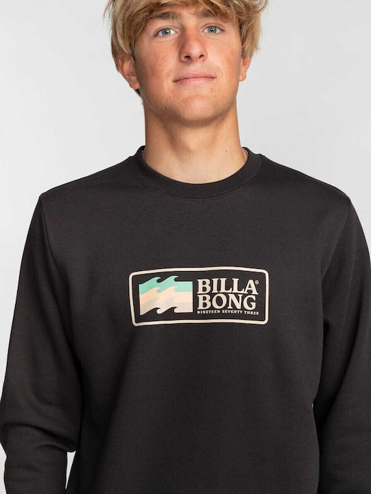 Crew Neck Φούτερ με Κουκούλα Μαύρο