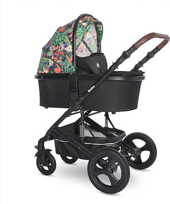 Lorelli Boston Verstellbar 3 in 1 Baby Kinderwagen Geeignet für Neugeborene Tropical Flowers 14kg