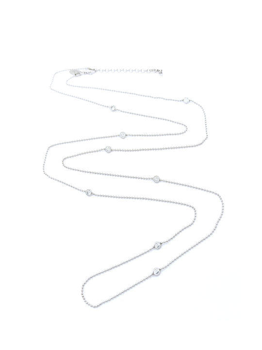 PS Silver Necklace Double from Silver with Zircon