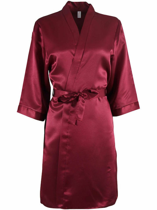 G Secret Summer Women's Satin Robe Burgundy