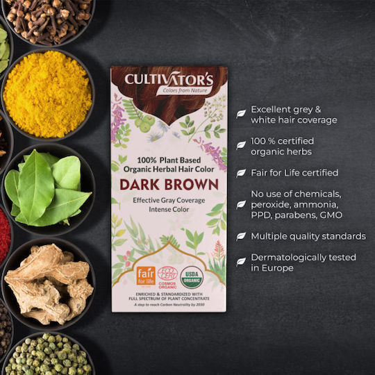 Cultivator Organic Herbal Haarfärbemittel 8 Dunkelbraun 100g