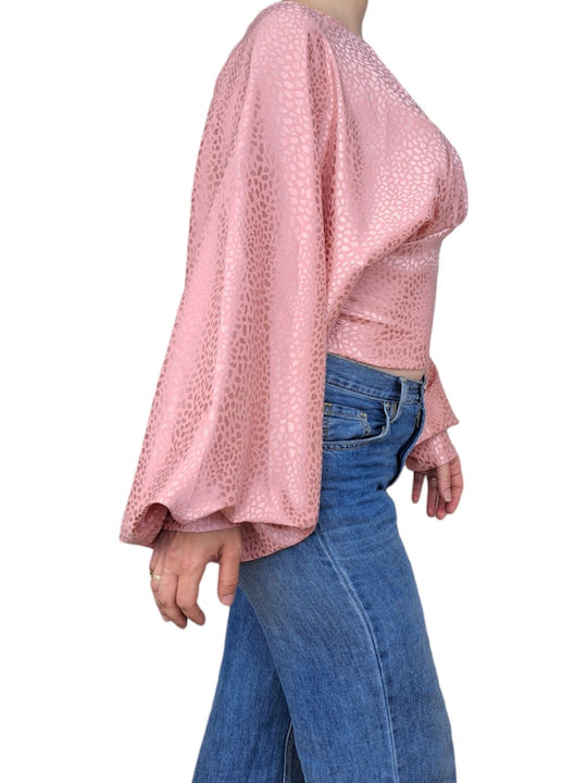 Remix Damen Sommer Bluse Langärmelig Rosa