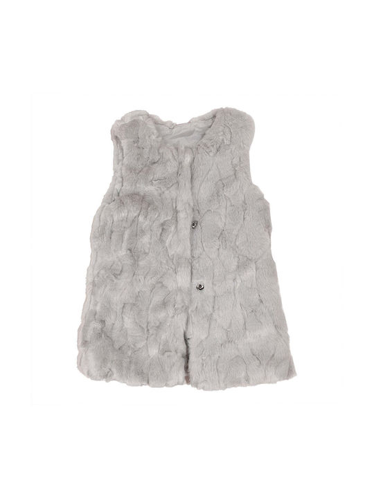 Ustyle Girls Fur Coat Gray Sleeveless